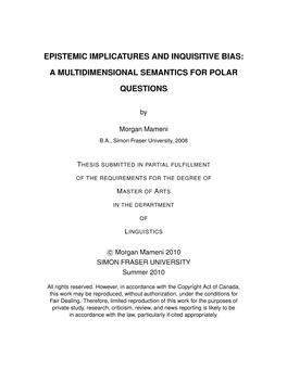 Epistemic Implicatures and Inquisitive Bias: a Multidimensional Semantics for Polar Questions