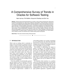 A Comprehensive Survey of Trends in Oracles for Software Testing