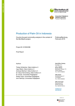 Production of Palm Oil in Indonesia