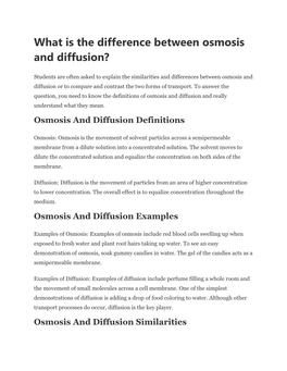 What Is the Difference Between Osmosis and Diffusion?