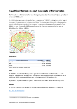 Equalities Information About the People of Northampton