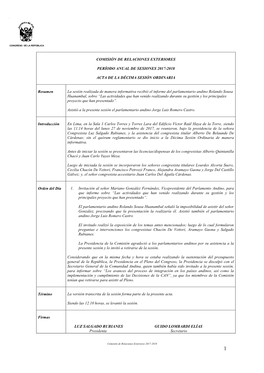 Comisión De Relaciones Exteriores Período Anual