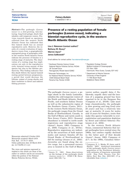 Presence of a Resting Population of Female Porbeagles (Lamna Nasus)