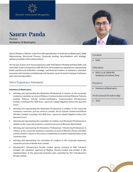 Saurav Panda Partner Insolvency & Bankruptcy