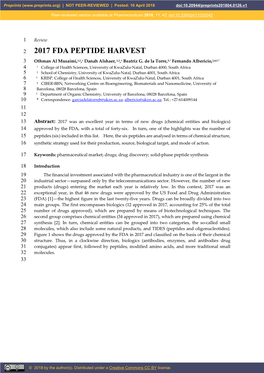2017 Fda Peptide Harvest