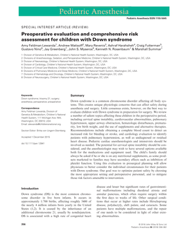 Preoperative Evaluation and Comprehensive Risk Assessment For