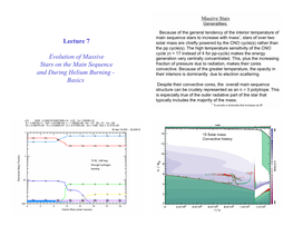 Lecture 7 Evolution of Massive Stars on the Main Sequence and During