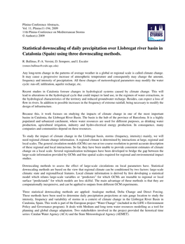 Statistical Downscaling of Daily Precipitation Over Llobregat River Basin in Catalonia (Spain) Using Three Downscaling Methods