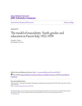 Youth, Gender, and Education in Fascist Italy, 1922-1939 Jennifer L