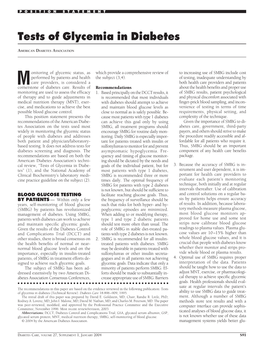 Tests of Glycemia in Diabetes