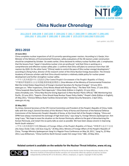 China Nuclear Chronology