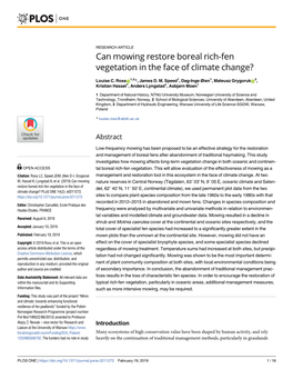 Can Mowing Restore Boreal Rich-Fen Vegetation in the Face of Climate Change?