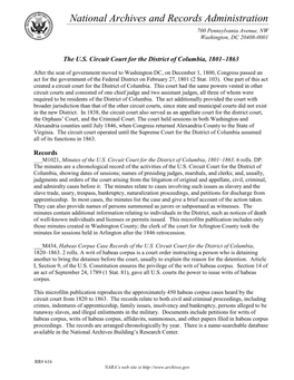 The U.S. Circuit Court for the District of Columbia, 1801–1863