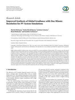 Improved Synthesis of Global Irradiance with One-Minute Resolution for PV System Simulations