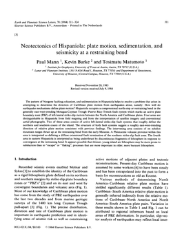 Plate Motion, Sedimentation, and Seismicity at a Restraining Bend