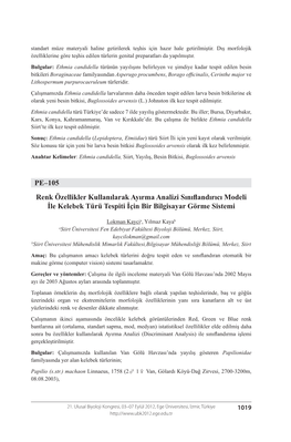 PE–105 Renk Özellikler Kullanılarak Ayırma Analizi Sınıflandırıcı Modeli İle Kelebek Türü Tespiti İçin Bir Bilgisayar Görme Sistemi