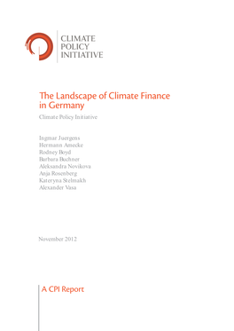 The Landscape of Climate Finance in Germany Climate Policy Initiative