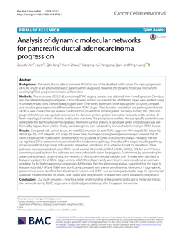 Analysis of Dynamic Molecular Networks for Pancreatic Ductal
