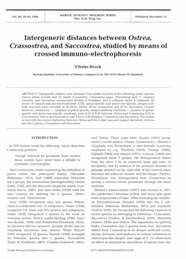 Ostrea, Crassostrea, and Saccostrea, Studied by Means of Crossed Immuno-Electrophoresis