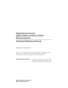 Digital Semiconductor Alpha 21064 and Alpha 21064A Microprocessors Hardware Reference Manual