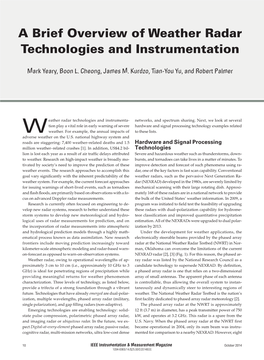 A Brief Overview of Weather Radar Technologies and Instrumentation