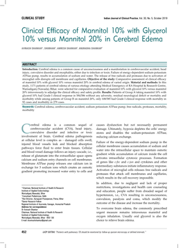 Clinical Efficacy of Mannitol 10% with Glycerol 10% Versus Mannitol 20% in Cerebral Edema