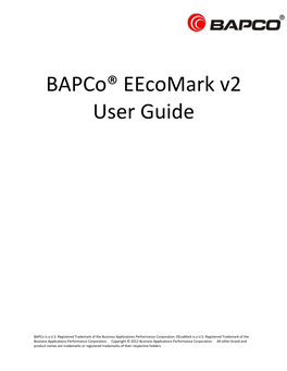 Bapco® Eecomark V2 User Guide