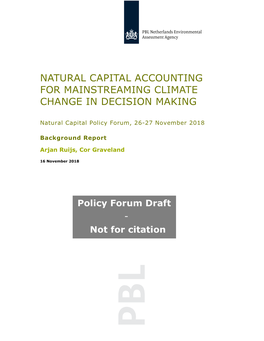 Natural Capital Accounting for Mainstreaming Climate Change In