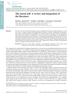 The Moral Self: a Review and Integration of the Literature