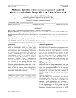 Molecular Detection of Simulium Damnosum S.L, Vector Of