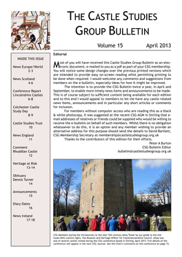 The Castle Studies Group Bulletin