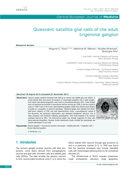 Quiescent Satellite Glial Cells of the Adult Trigeminal Ganglion