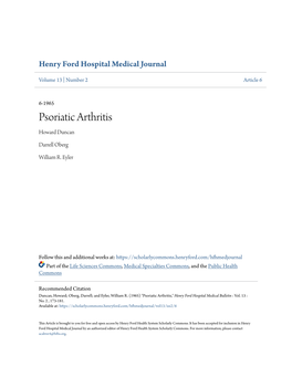 Psoriatic Arthritis Howard Duncan