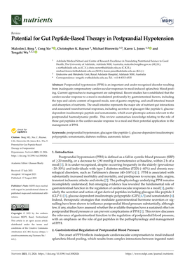 Potential for Gut Peptide-Based Therapy in Postprandial Hypotension