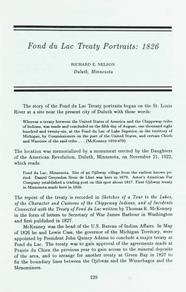 Fond Du Lac Treaty Portraits: 1826