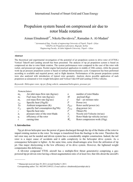 Propulsion System Based on Compressed Air Due to Rotor Blade Rotation