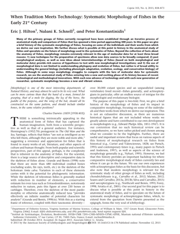 Systematic Morphology of Fishes in the Early 21St Century