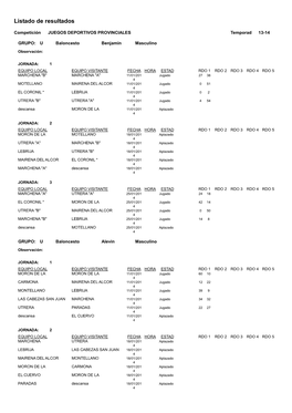 Listado De Resultados