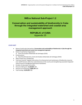 Conservation and Sustainability of Biodiversity in Cuba Through the Integrated Watershed and Coastal Area Management Approach