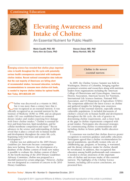 Choline an Essential Nutrient for Public Health