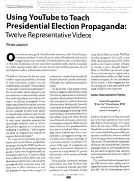 Using Youtube to Teach Presidential Election Propaganda: Twelve Representative Videos