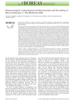 Palaeoecological, Archaeological and Historical Data and the Making of Devon Landscapes