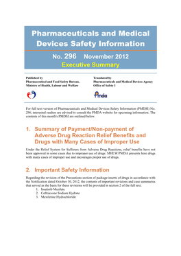 Pharmaceuticals and Medical Devices Safety Information No