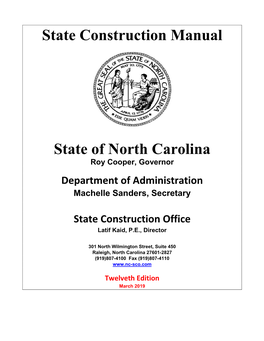 State Construction Manual State of North Carolina