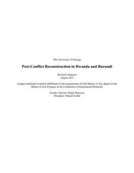 Post-Conflict Reconstruction in Rwanda and Burundi