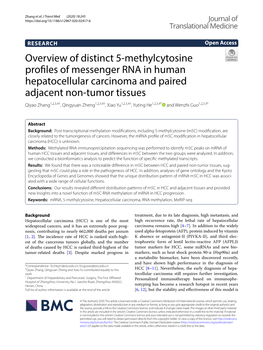 Overview of Distinct 5-Methylcytosine Profiles of Messenger RNA In