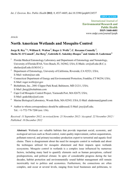 North American Wetlands and Mosquito Control