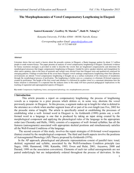 The Morphophonemics of Vowel Compensatory Lengthening in Ekegusii