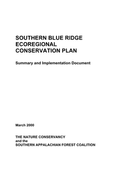 Introduction to the Southern Blue Ridge Ecoregional Conservation Plan