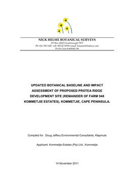 Nick Helme Botanical Surveys Updated Botanical Baseline